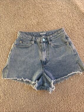 WeWoreWhat Denim High-Rise Frayed Hem Women's Shorts with Slits